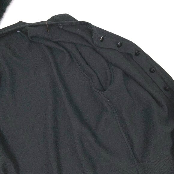 J. Mclaughlin Wool Button Up Rabbit Fur Collar Cardigan Sweater Black Size L - Picture 16 of 16